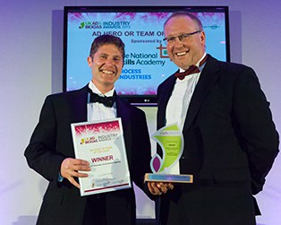 Environment Agency official Howard Leberman received his Hero of the Year award from Kevin Thrower of the National Skills Academy
